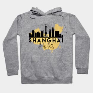 Shanghai China Skyline Map Art Hoodie